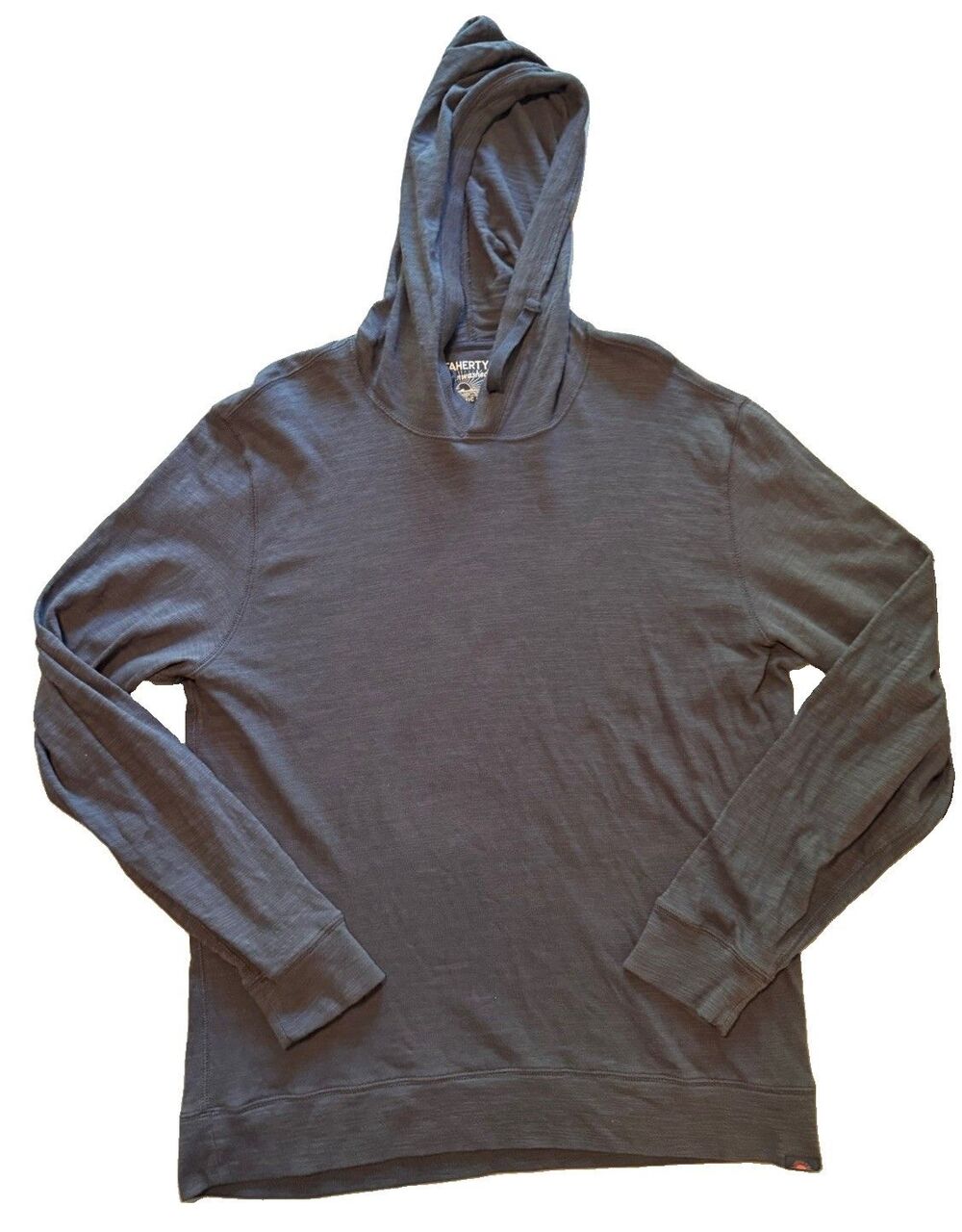 Faherty Brand Mens L Sunwashed Organic Cotton Slub Pullover Hoodie Blue Navy